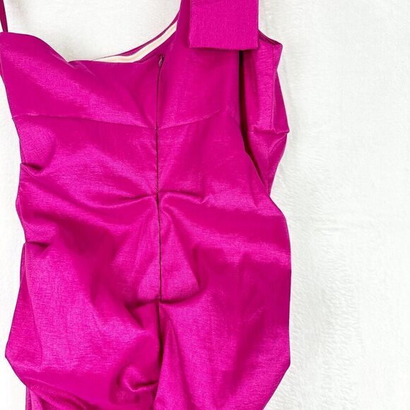 Cache Vintage 90s Y2K Satin One Shoulder Bow Detail Cocktail Dress Size 8 Pink - Picture 7 of 11